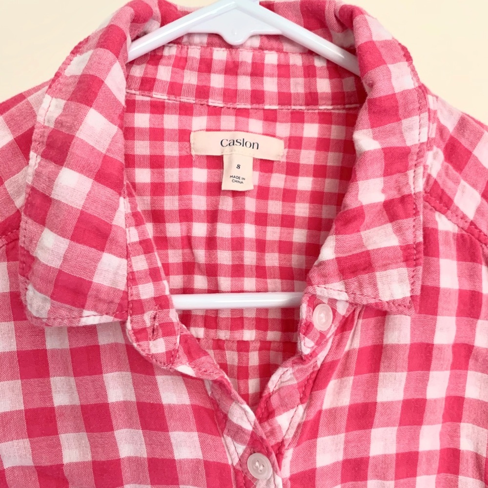 Caslon pale red check cotton shirt Sz S
